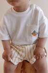 Bee Embroidered T-Shirt Yellow Striped Shorts Set