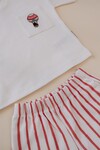 Balloon Embroidered T-Shirt Red Striped Shorts Set