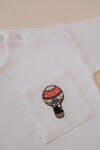 Balloon Embroidered T-Shirt Red Striped Shorts Set