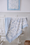 Double Sided Blanket- Toile De Jouy / Blue 