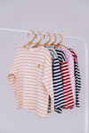 Striped Long Sleeve T-shirt- Beige