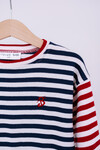 Striped Long Sleeve T-shirt - Navy Blue
