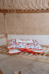 WET WIPES & CLOTH BAG - TINY FLOWERS/RED