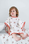 MUSLIN PONCHO - TINY FLOWERS/RED