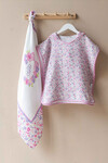 MUSLIN PONCHO - TINY FLOWERS/PINK