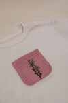 Pink Muslin Embroidered Pocket Ribbed Set