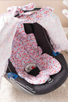 STROLLER PAD - RED FLOWERS/RED