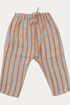 Sarı Çizgi Baskılı Müslin Pantolon
