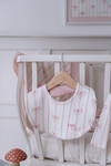 Newborn Bib & Beanie Set - Ribbon/Pink