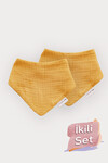 2 Piece Muslin Baby Bib Set - Mustard