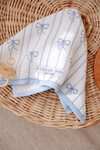 Muslin Baby Blanket and 3 Piece Diaper Set - Ribbon / Blue