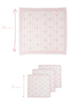 Muslin Baby Blanket and 3 Piece Diaper Set - Ribbon / Pink